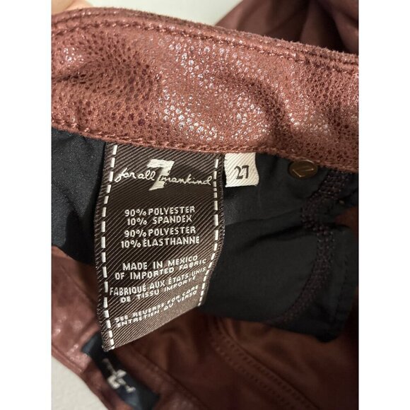 7 For All Mankind  Pants Womens size 27 Metallic Coated Skinny Pants Soft - Picture 5 of 12